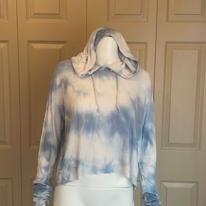 Cropped, comfy, ribbed, hooded long sleeve tie dye